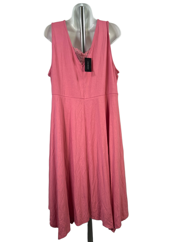 Lane Bryant Women's Pink Lace Detail Sleeveless A-Line Midi Dress - 18/20 image 2