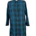 J.Jill Women's Blue Plaid Long Sleeve Button Up Shirt Dress - XS Petite