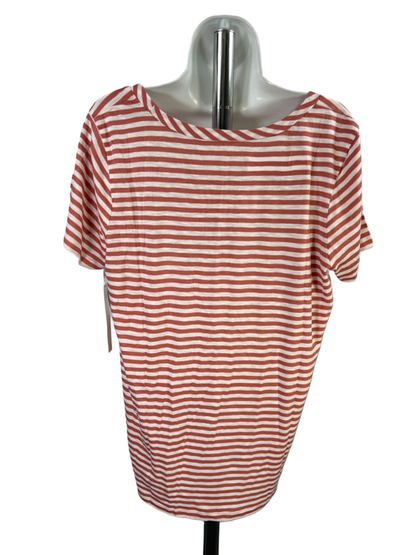 Caslon Women's Pink/White Striped Lightweight Short Sleeve Tee Shirt - XL image 2