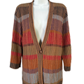 Coldwater Creek Women's Brown/Mulitcolor 1/2 Sleeve One Button Sweater - XL