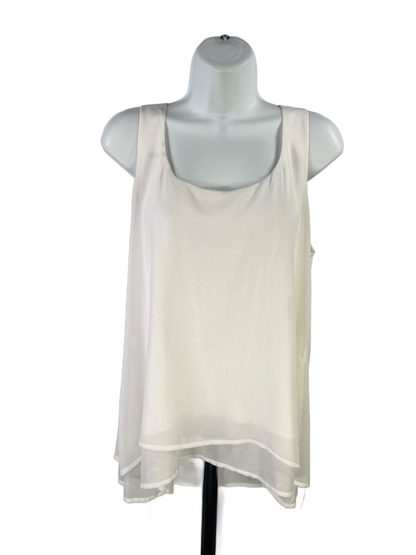 White House Black Market Women's White Layered Sleeveless Blouse - M