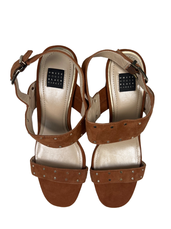White House Black Market Women's Brown Eden Open-Toe Slingback Sandal Heels - 7 image 3
