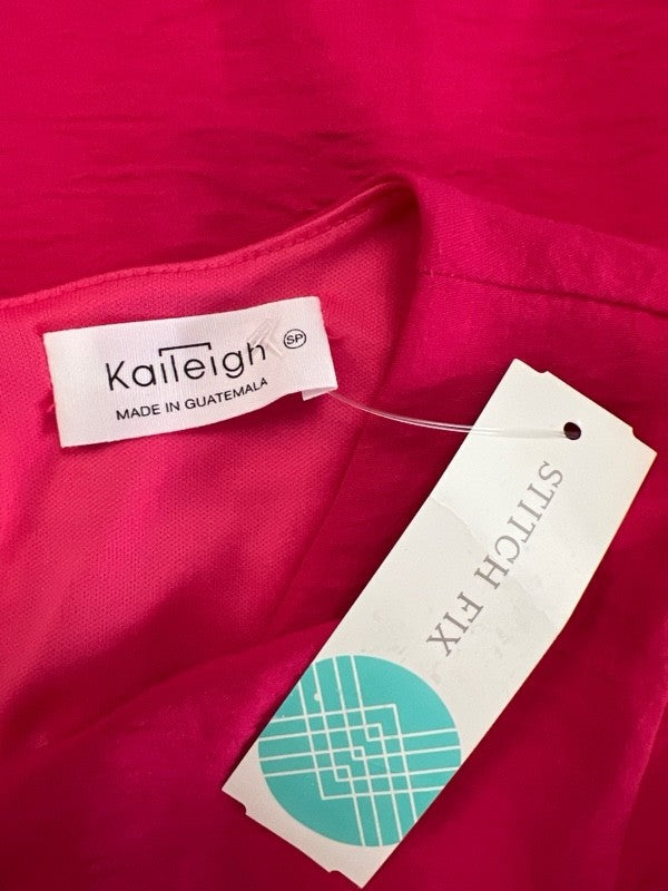 Kaileigh Women's Pink Short Sleeve V-Neck A-Line Dress - S Petite image 3
