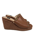 White House Black Market Women's Brown Studded Espadrille Wedge Sandals - 7.5