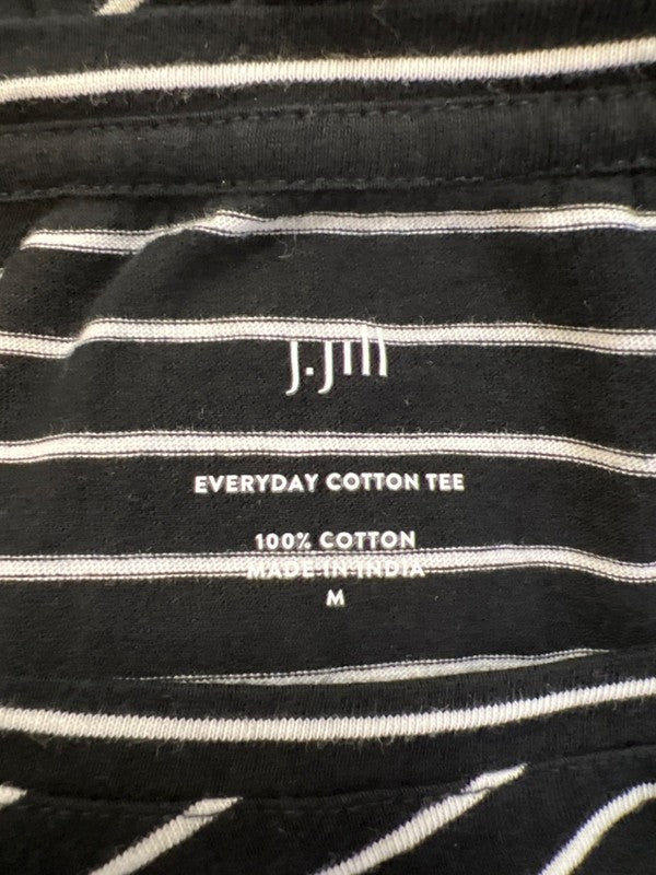J.Jill Women's Black/White Striped Short Sleeve Everyday Cotton T-Shirt - M image 3