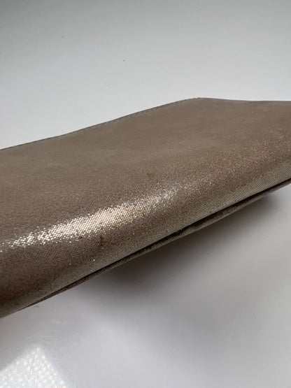 Coach Women's Beige Metallic Leather Pleated Tri-Fold Clutch Wallet image 10