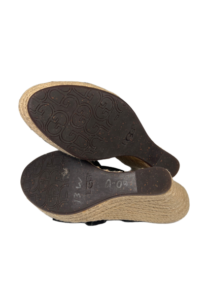 UGG Women's Black Tawnie Suede Espadrille Wedge Platform Sandals - 7 image 8