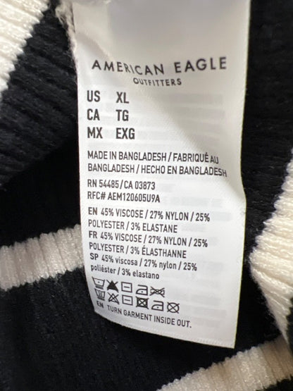American Eagle Outfitters Women's Black/White Striped Long Sleeve Sweater - XL image 4