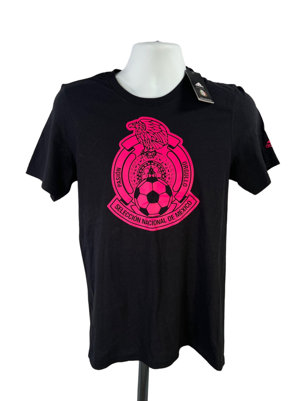 Adidas Men's Black/Pink Amplifier Mexico Soccer Short Sleeve Tee Shirt - S