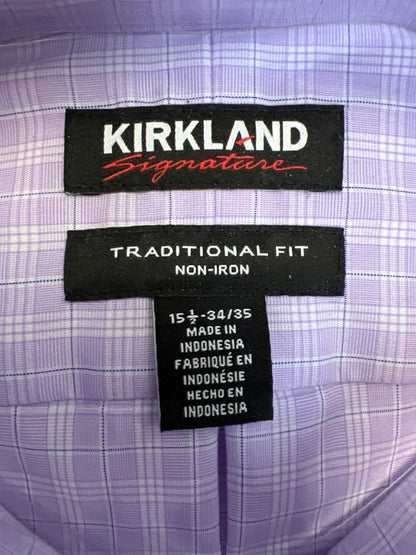 Kirkland Signature Men's Purple Traditional Long Sleeve Button Up Shirt - 15.5 image 3