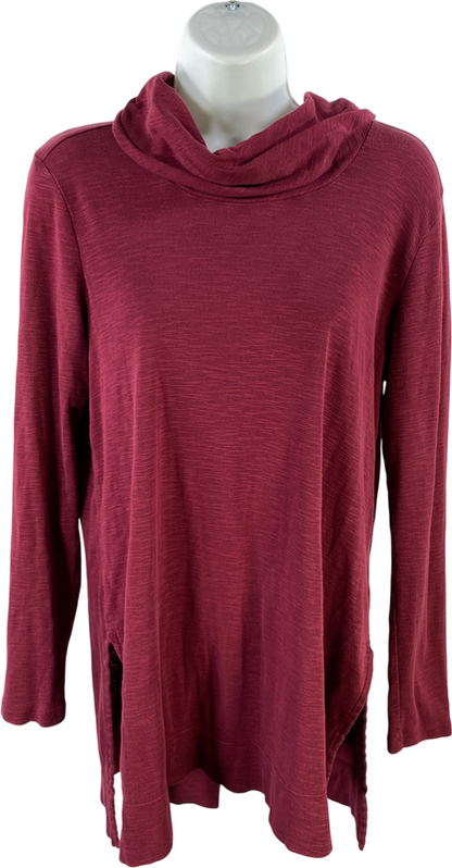 J.Jill Women’s Red/Burgundy Long Sleeve Cowl Neck Tunic Shirt - S
