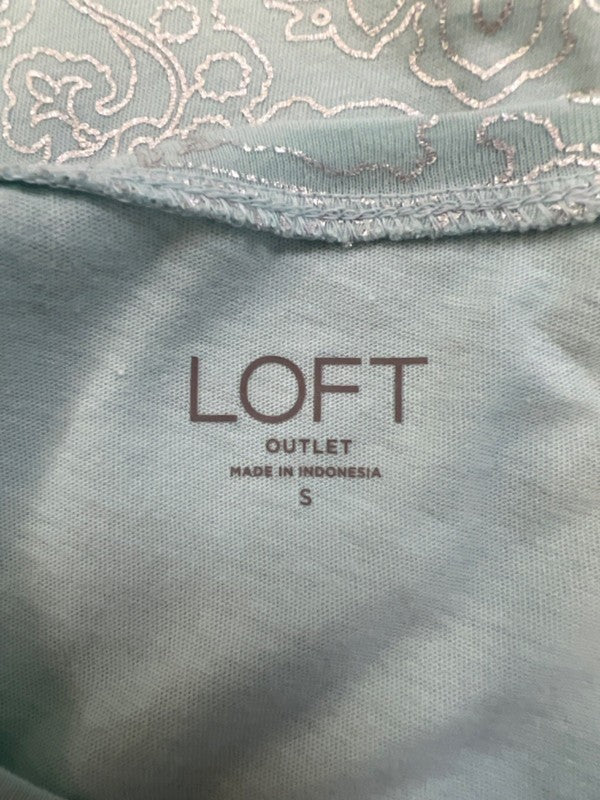 LOFT Women's Blue Metallic Long Sleeve Shirt - S image 3