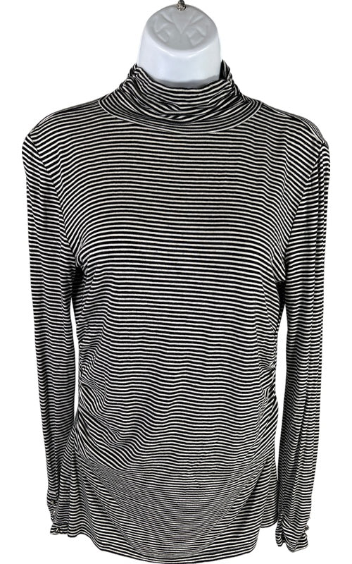 White House Black Market Women’s Black Striped Long Sleeve Shirt - S image 2