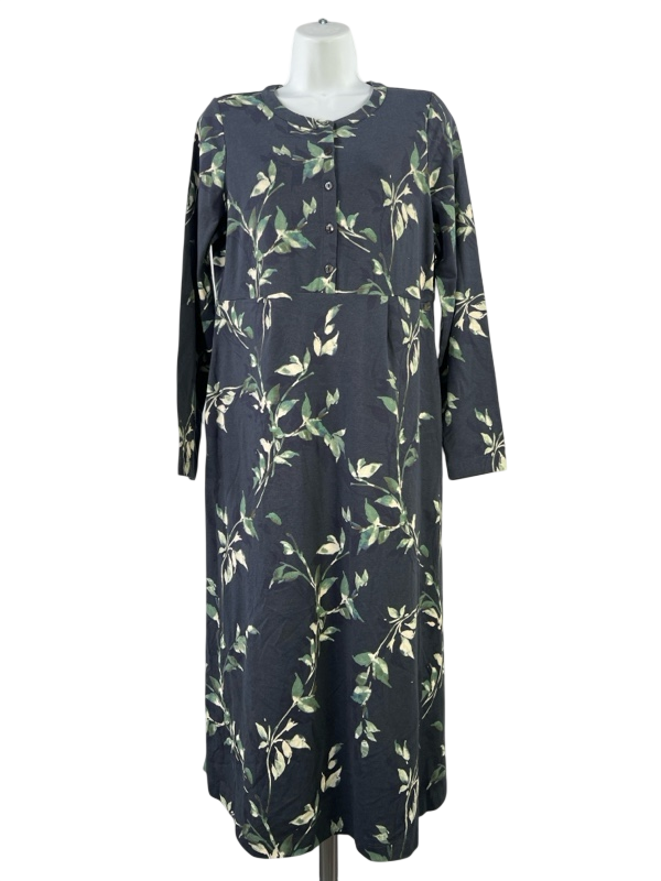 J.Jill Women's Blue 3/4 Sleeve Floral Midi Dress - XS