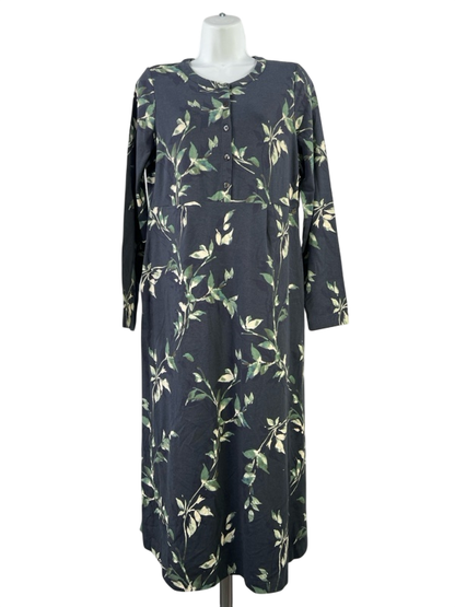 J.Jill Women's Blue 3/4 Sleeve Floral Midi Dress - XS