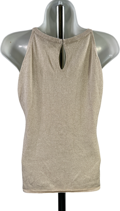 White House Black Market Women’s Ivory/Beige Metallic Tank Top - S image 2