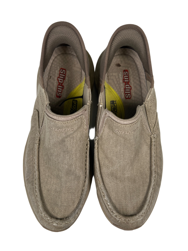 Skechers Men's Tan Canvas Parson Dewitt Goga Mat Arch Slip On Shoes - 11.5 image 3
