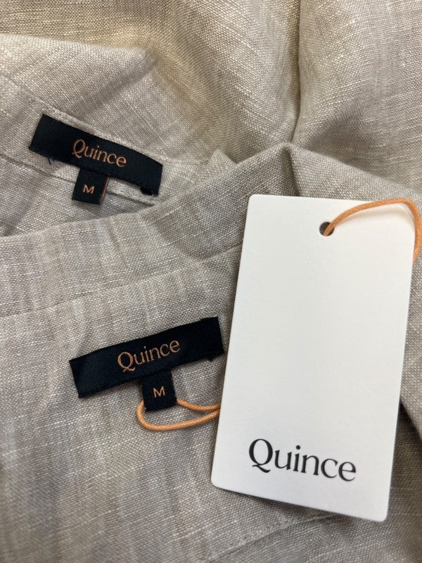 Quince Women's Tan Linen Matching Sleeveless Shirt And Button Up Set - M image 5