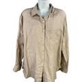 Trovata Birds of Paradis Women's Brown 100% Linen Button Up Shirt - M