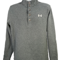 Under Armour Men's Gray Coldgear Specialist Storm Quarter Button Sweater - L