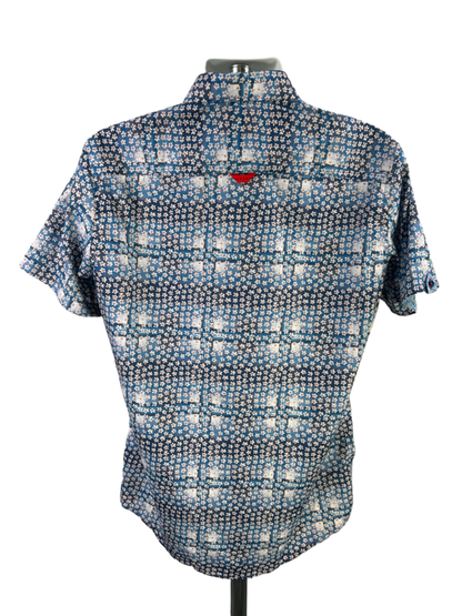 Daniel Hechter Paris Men's Blue Floral Short Sleeve Button Up Shirt - M image 2