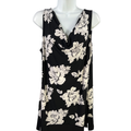 White House Black Market Women's Black Cowl Neck Sleeveless Tunic Shirt - L