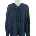 Athleta Women's Blue Verona Open Knit Slit Back Hoodie Sweater - XL