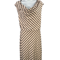 Ann Taylor Women's Beige/Black Striped Sleeveless Shift Dress - S