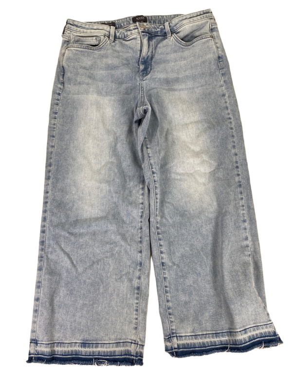 NYDJ Women's Light Wash Distressed Teresa Wide Leg Jeans - 12