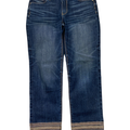 White House Black Market Women's Dark Wash Skinny Cropped Embroidered Jeans - 4