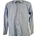 Ted Baker Men's Blue/White Striped Endurance Long Sleeve Button Up Shirt - 15.5