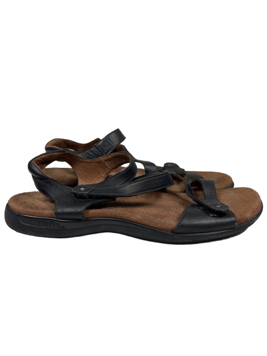 Taos Women's Black Leather Big Time Strappy Sandals - 9