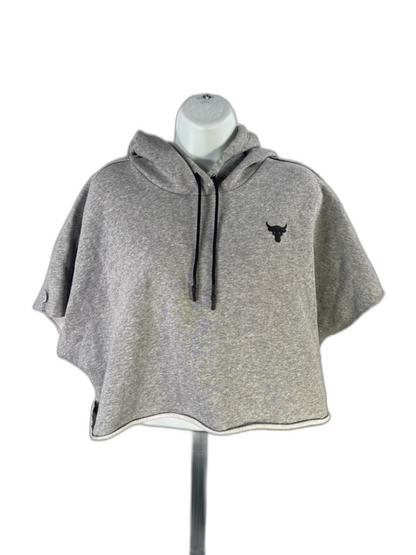 Under Armour Womens Gray Project Rock Short Sleeve Cropped Hooded Sweatshirt - L