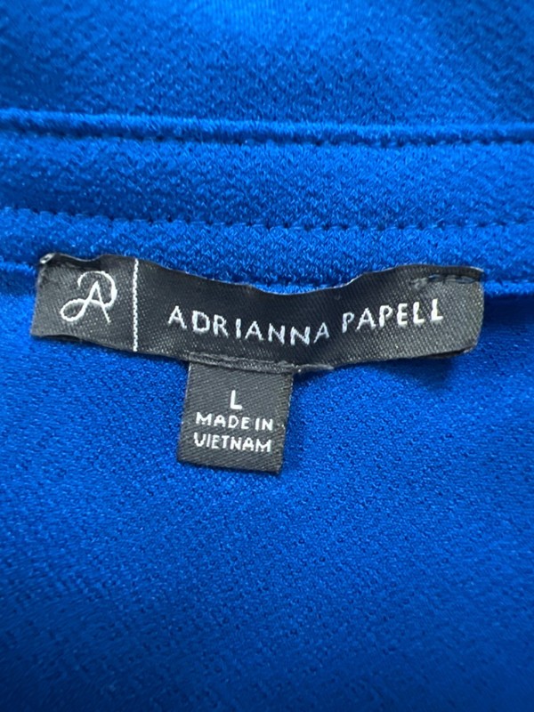 Adrianna Papell Women's Blue V Neck Button Up Sleeveless Blouse - L image 3