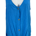 T.la Women’s Blue Button Up Tie Front Sleeveless Tank Top - XS