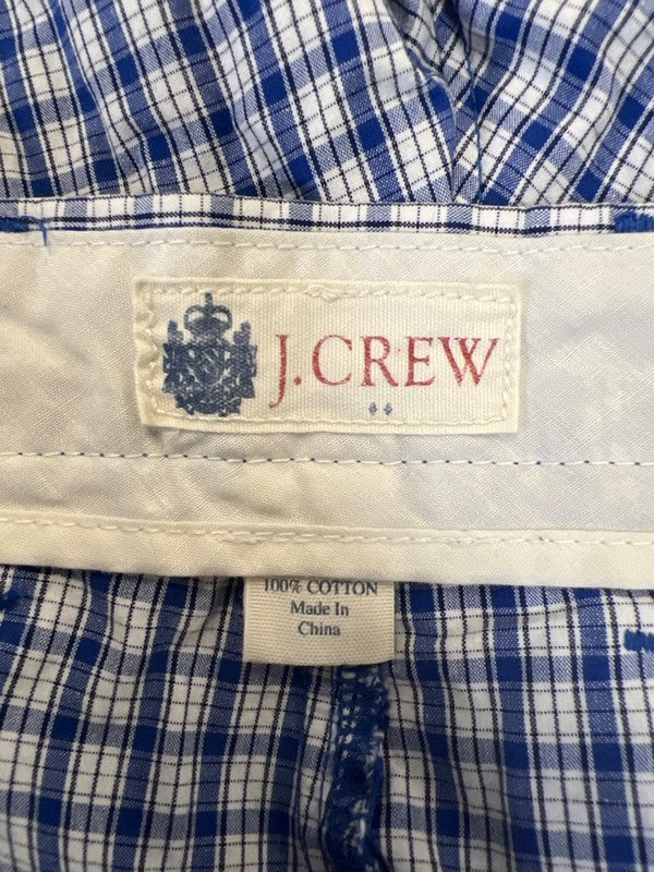 J Crew Men's Blue/White Gingham Flat Front Chino Shorts - 34 image 3