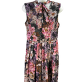 Adrianna Papell Women's Multicolor Floral Pleated Tie Neck Sleeveless Dress - 8