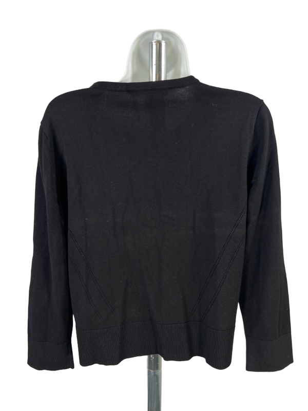 White House Black Market Women's Black Snap Button 3/4 Sleeve Sweater - L image 2