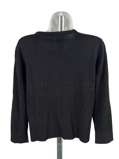 White House Black Market Women's Black Snap Button 3/4 Sleeve Sweater - L image 2