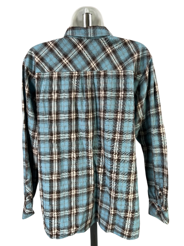 J.Jill Women's Blue/Brown Plaid Long Sleeve Button Up Shirt - S image 2