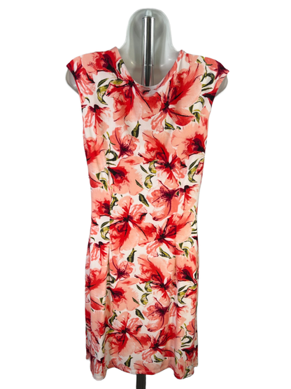 White House Black Market Women's Pink Floral Cowl Neck Midi Sheath Dress - M image 2