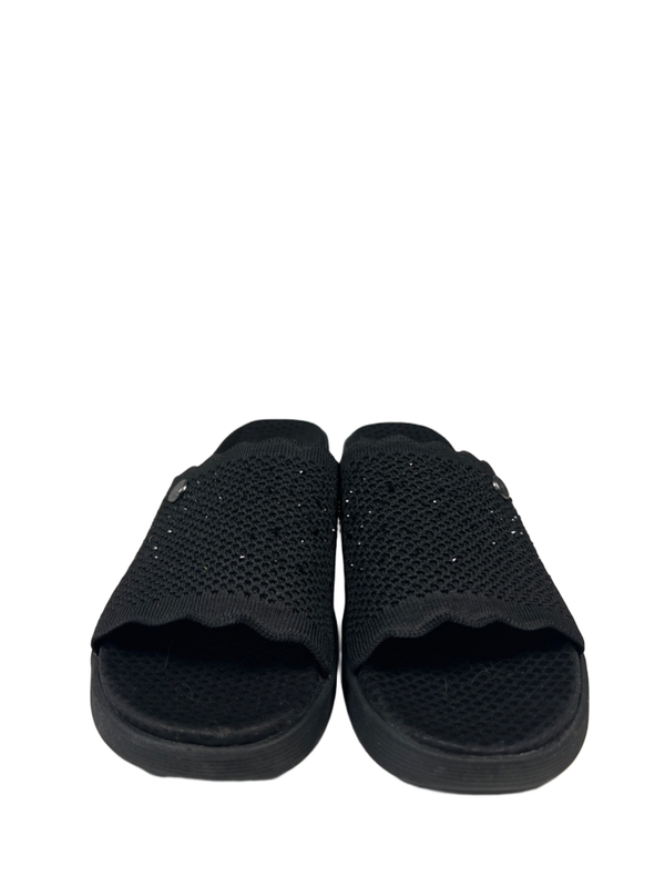 Skechers Women's Black Martha Stewart Pier Wedge Rhinestone Slide On Sandals - 8 image 2