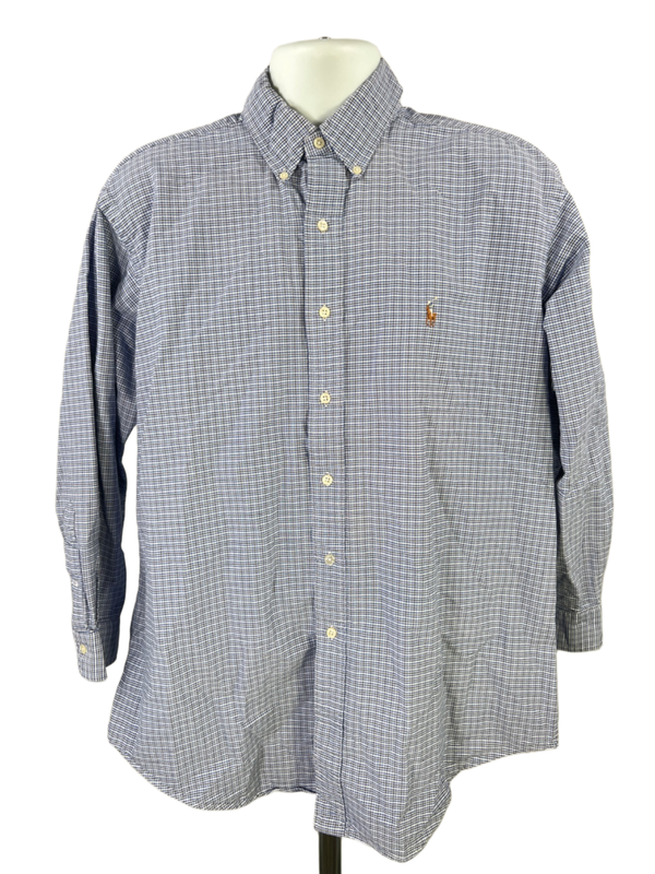 Ralph Lauren Men's Blue Yarmouth Oxford Long Sleeve Button Up Shirt - 16.5