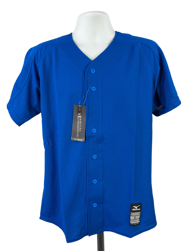 Mizuno Men's Blue Performance Elite Mesh Game Short Sleeve Baseball Jersey - S