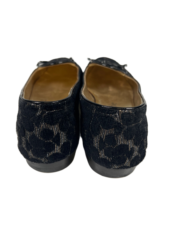 Kate Spade Women's Black/Gold Metallic Floral Slip On Devi Loafer Flats - 7.5 image 3