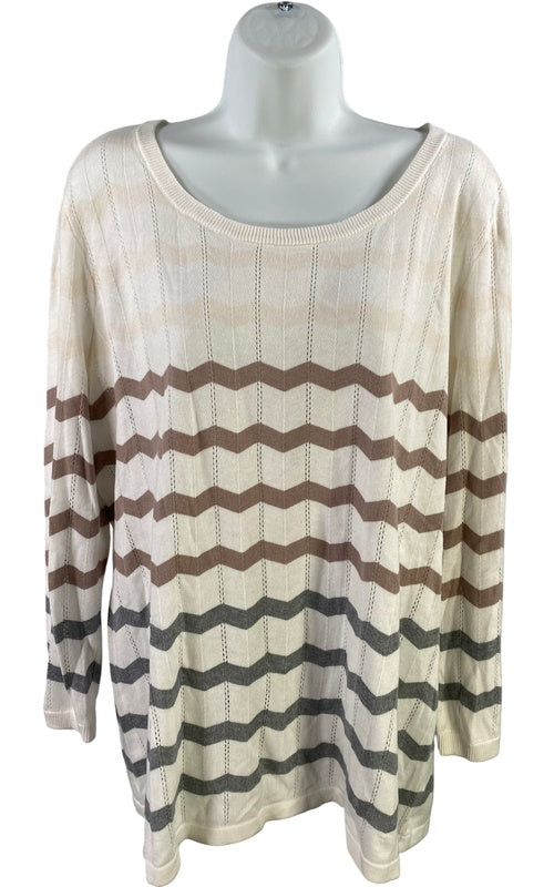 41 Hawthorn Women’s White Thin Knit Irene Pointelle Sweater -XXL image 2