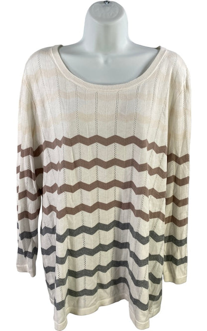 41 Hawthorn Women’s White Thin Knit Irene Pointelle Sweater -XXL image 2