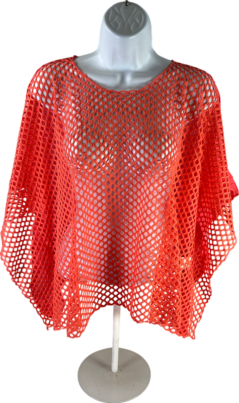 NEW Do Everything In Love Women’s Coral/Pink Mesh Front Poncho Cover Up - OS