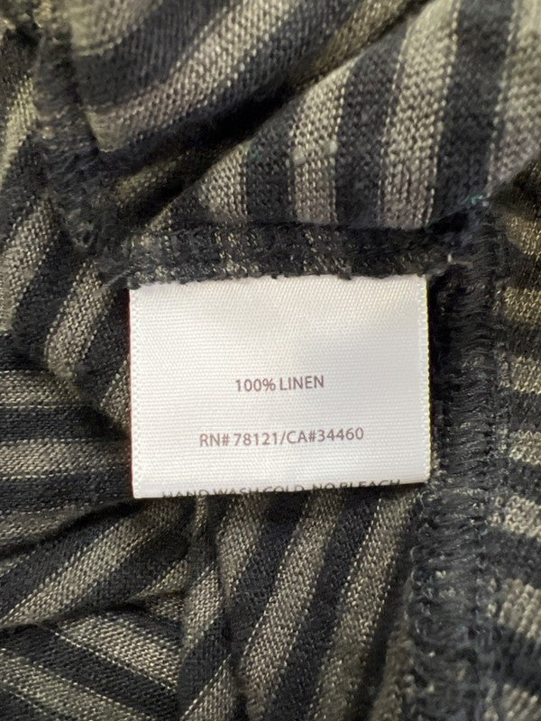 Eileen Fisher Women's Black/Green Striped Sleeveless Midi Dress - L image 4