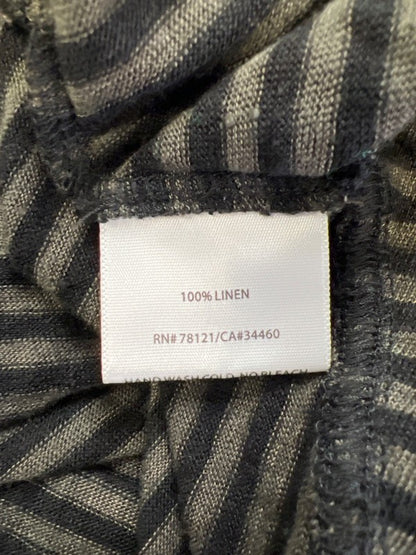 Eileen Fisher Women's Black/Green Striped Sleeveless Midi Dress - L image 4